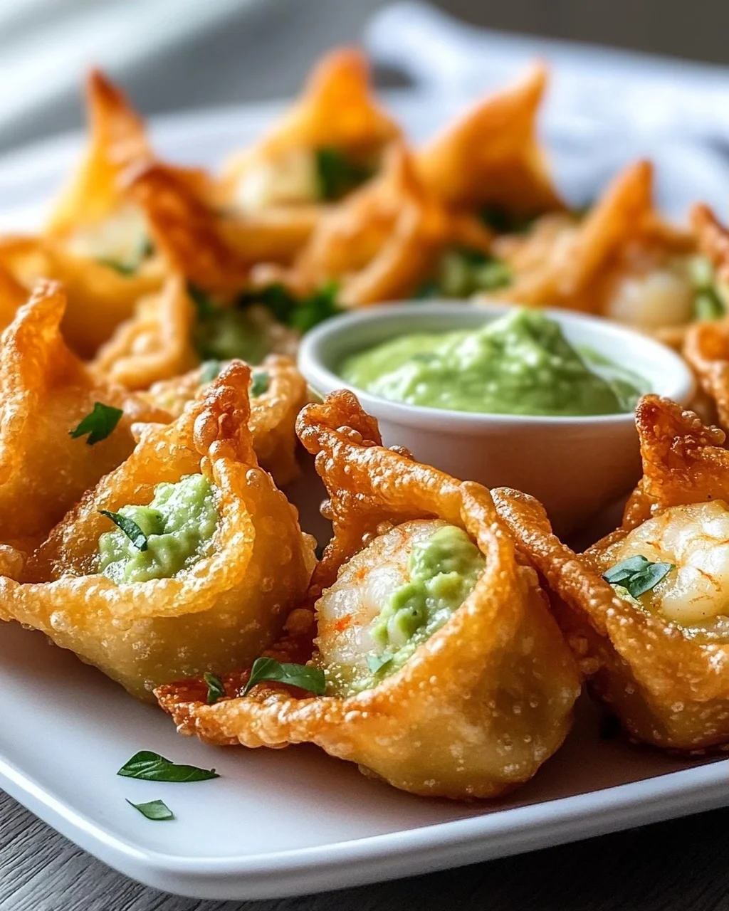 Avocado-Limetten-Wontons mit Garnelen