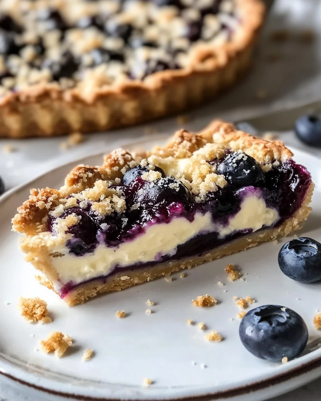 Blaubeer-Tarte mit Vanille-Schmand und Streuseln