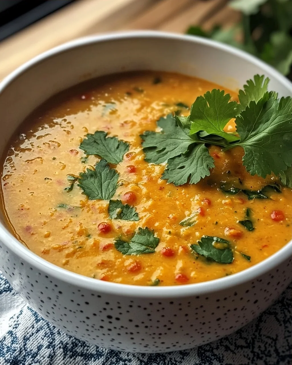 Cremige Thai Kokos Rote Linsensuppe