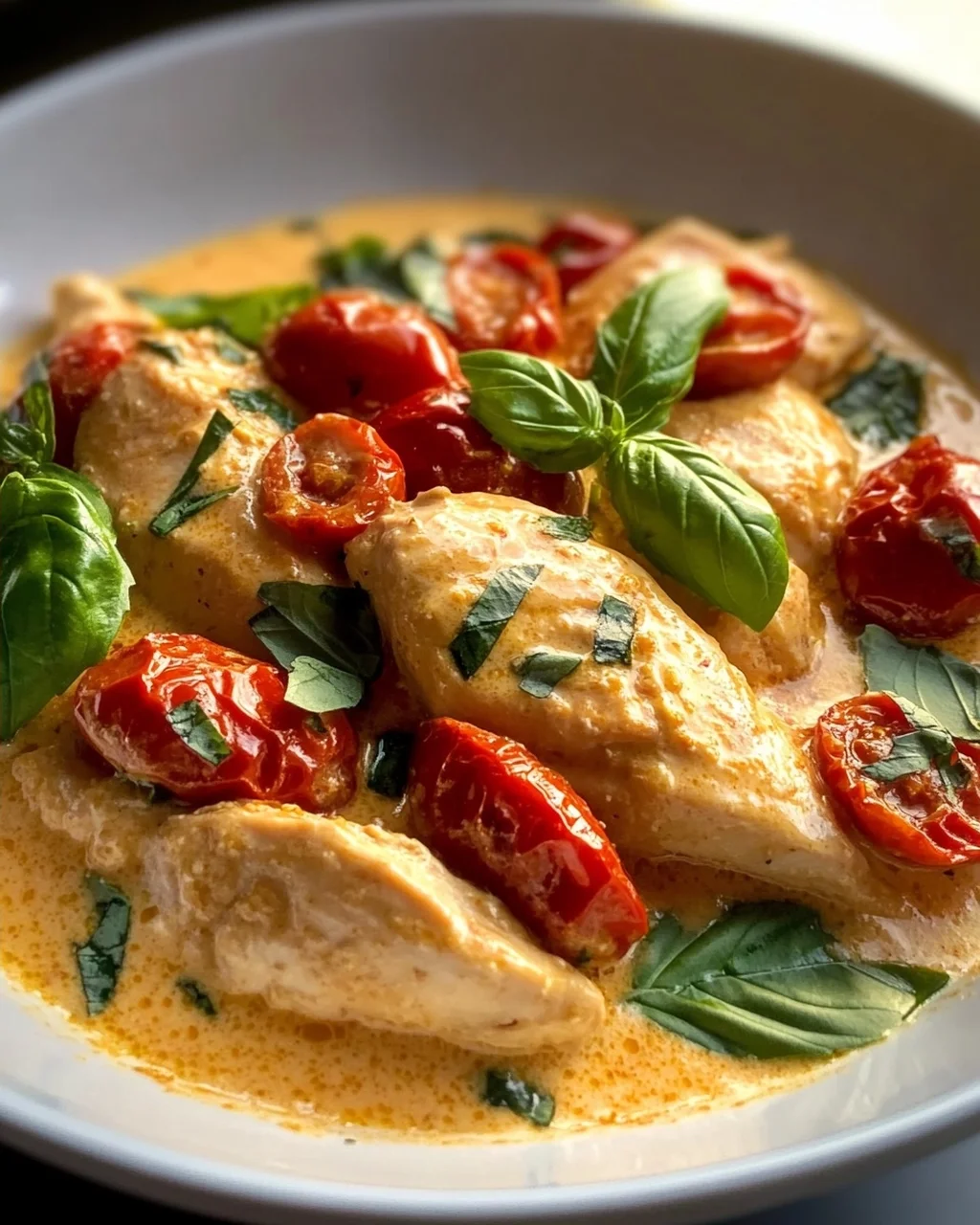 Cremiges Hähnchen mit Tomaten & Basilikum – Schnell & Lecker!