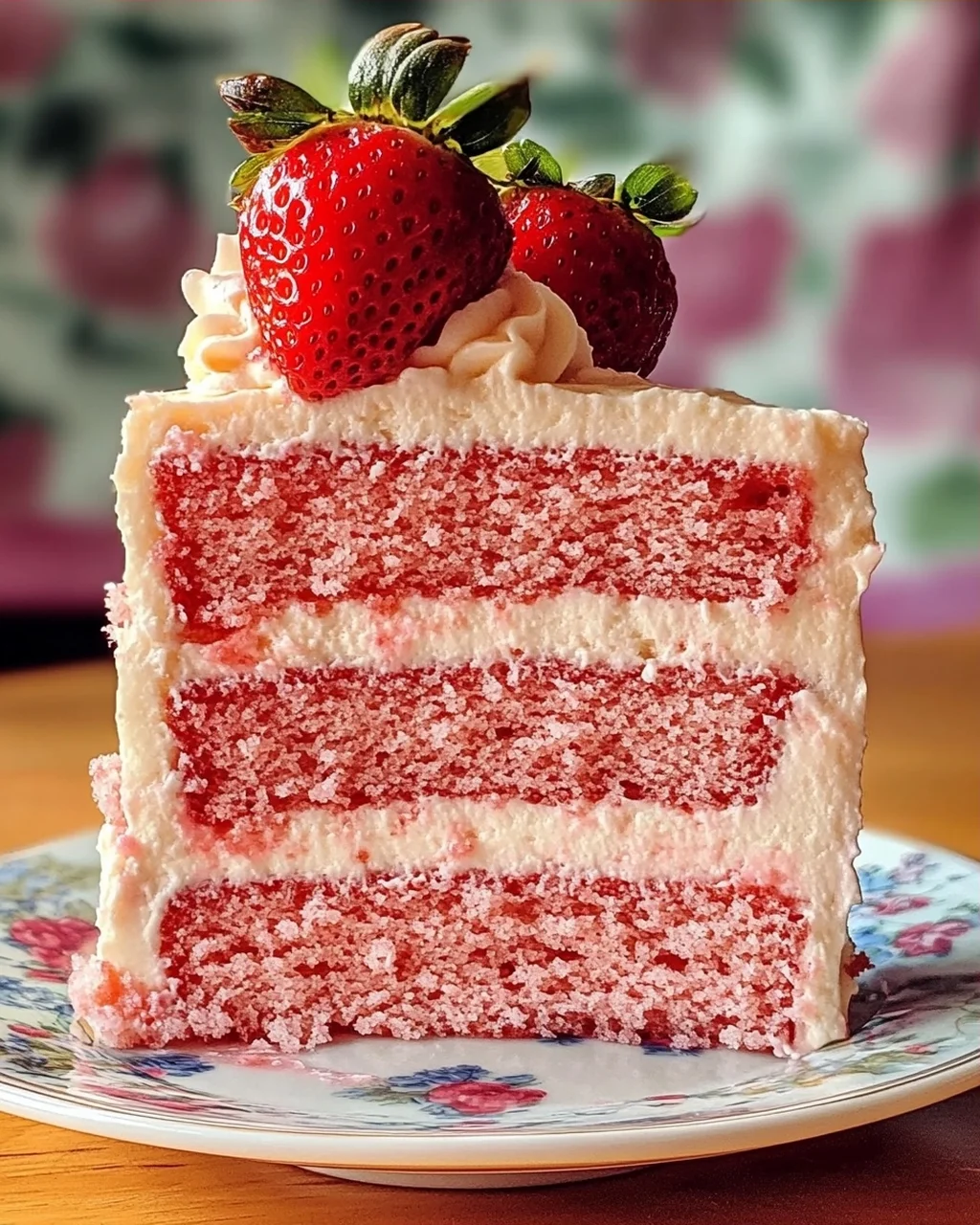 Dreischichtiger Erdbeerkuchen mit Frischkäse-Frosting