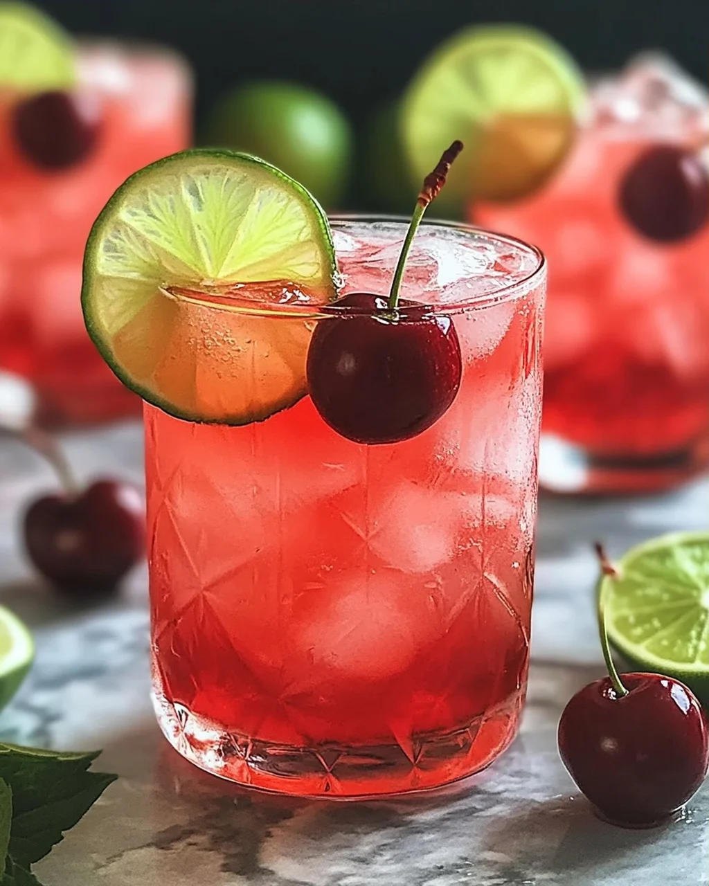 Erfrischende Kirsche Limettenlimonade für den Sommer