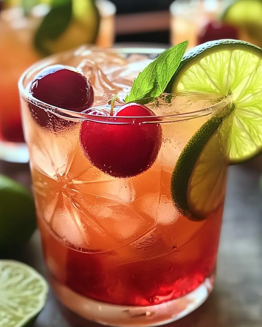 Erfrischende Kirsche Limettenlimonade für den Sommer