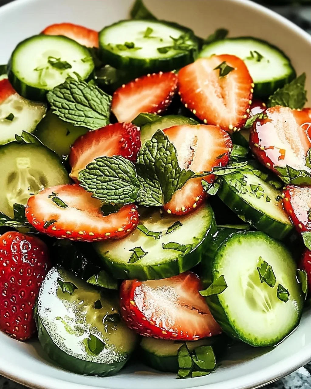 Erfrischender Gurken-Erdbeer-Salat mit Minze