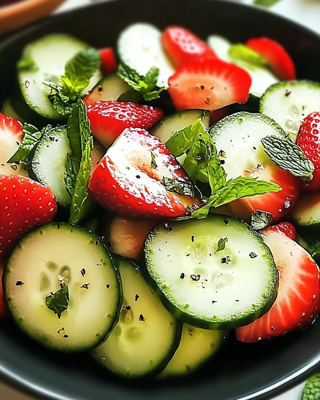 Erfrischender Gurken-Erdbeer-Salat mit Minze
