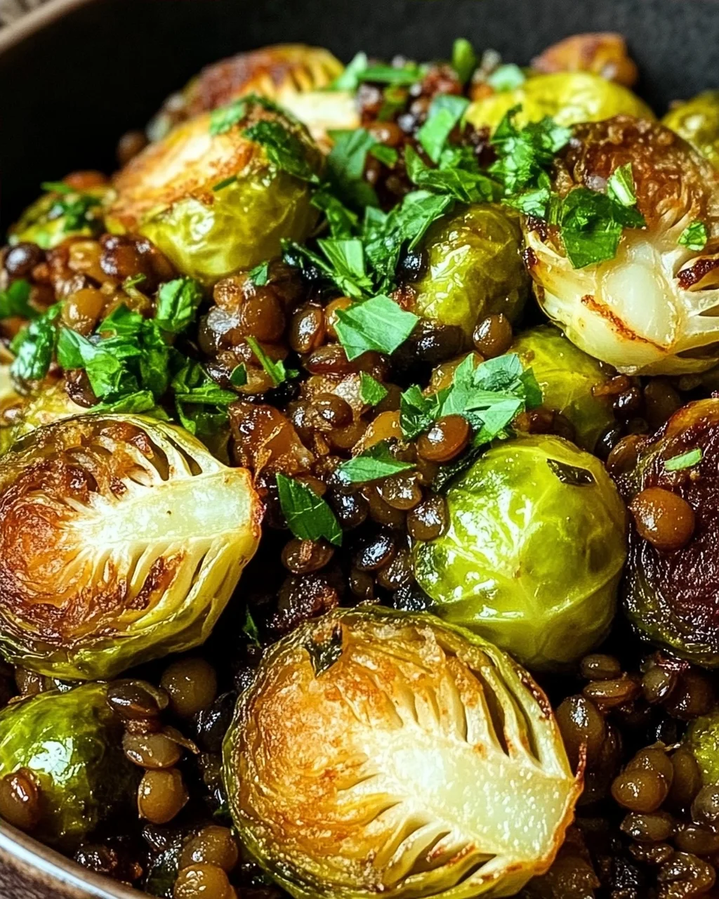 Gebratener Rosenkohl mit Berglinsen