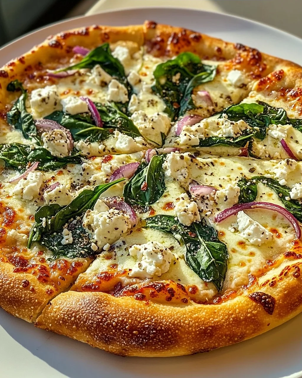 Griechische Pizza: Gerösteter Knoblauch & Spinat Genuss!