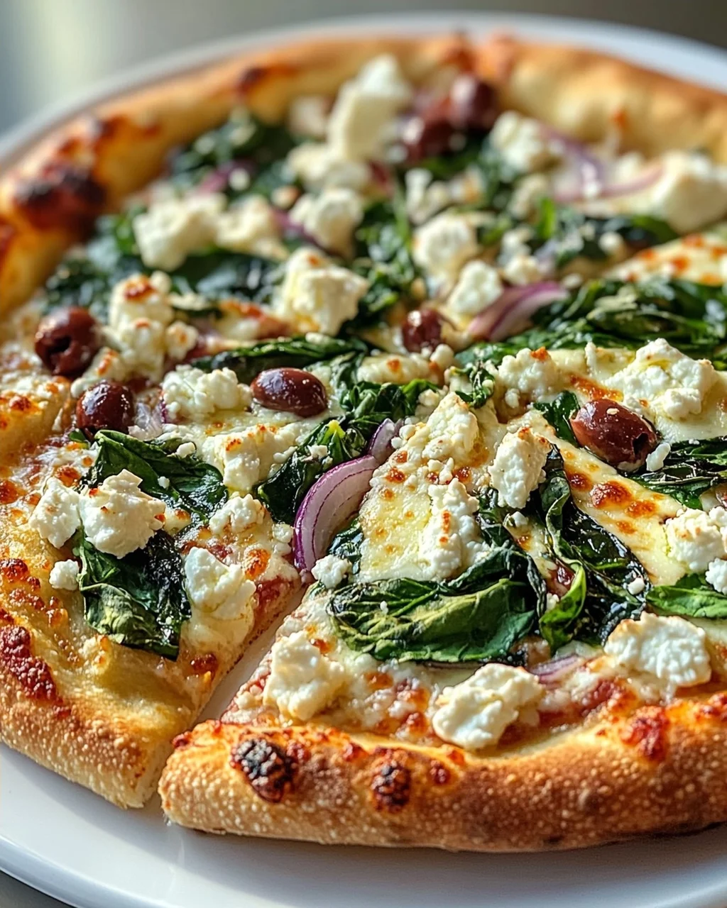 Griechische Pizza: Gerösteter Knoblauch & Spinat Genuss!