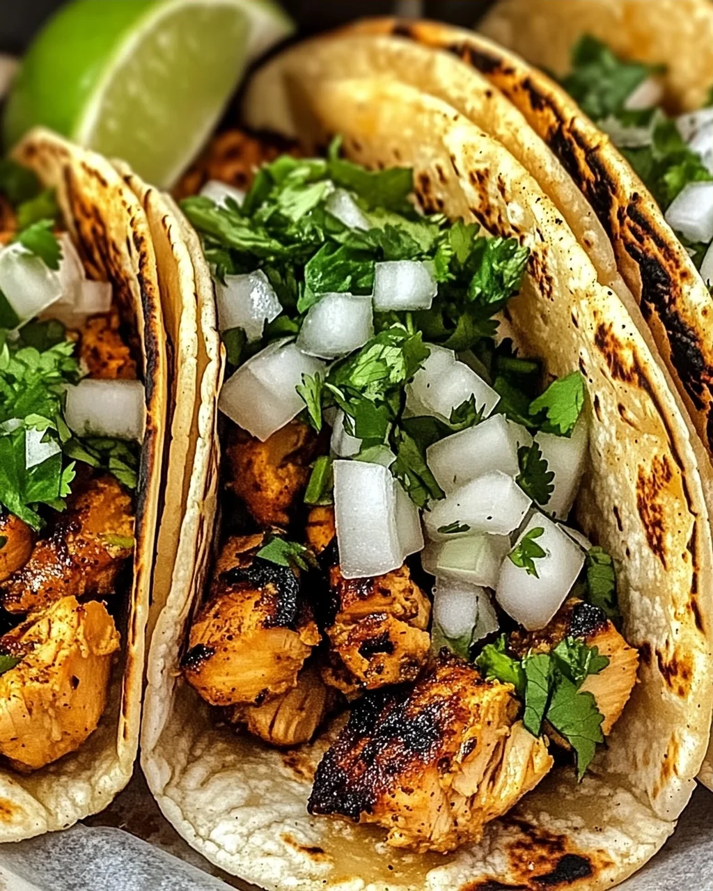 Hühnchen Straßen Tacos mit frischen Toppings