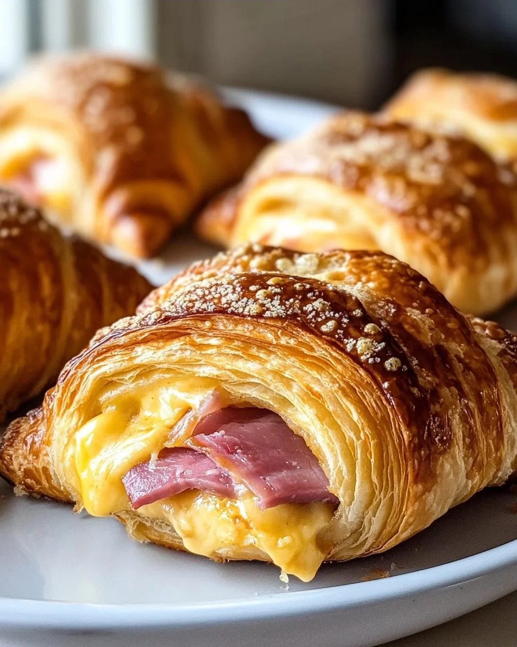Knusprige Gebackene Rinderschinken-Käse-Croissants