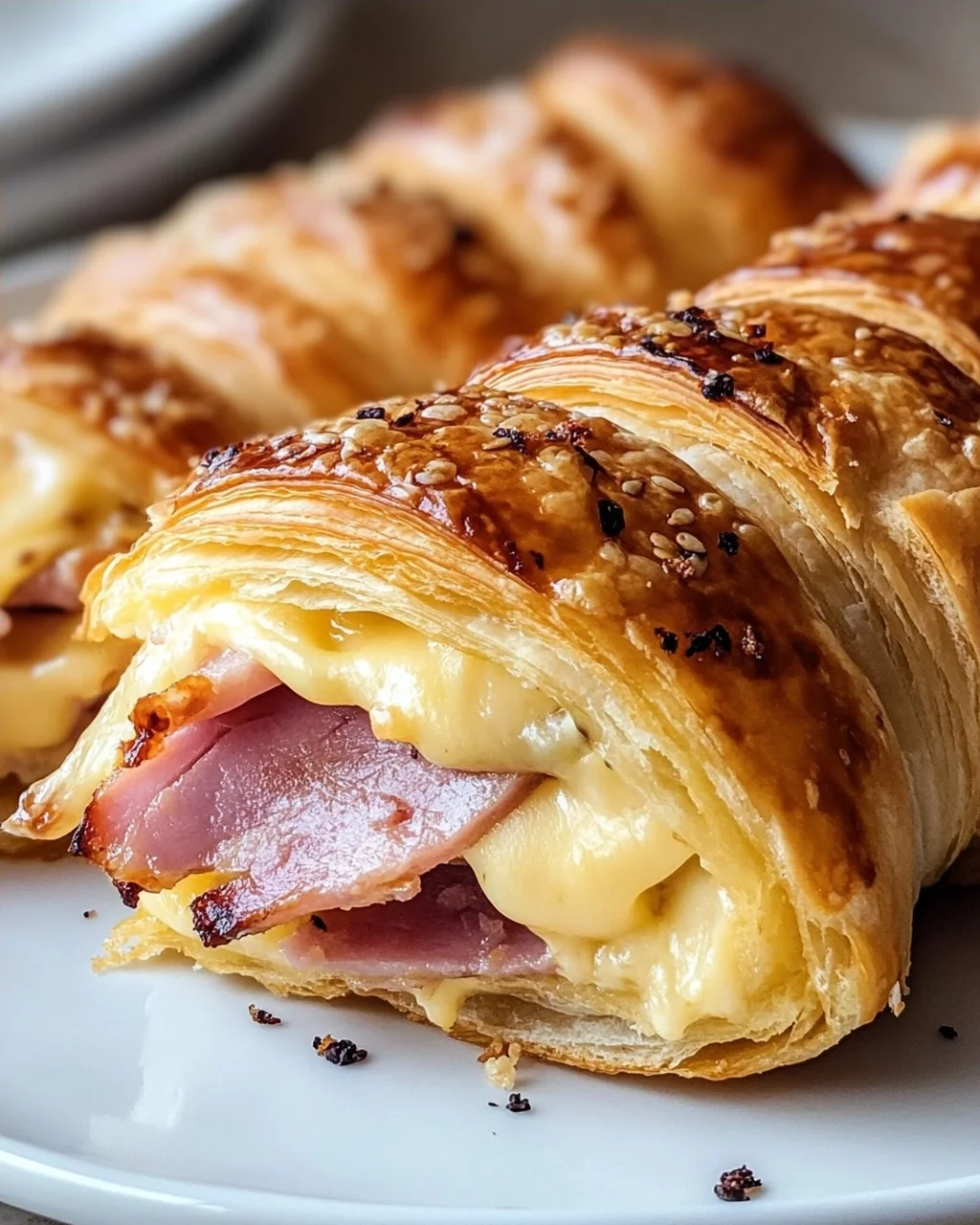 Knusprige Gebackene Rinderschinken-Käse-Croissants
