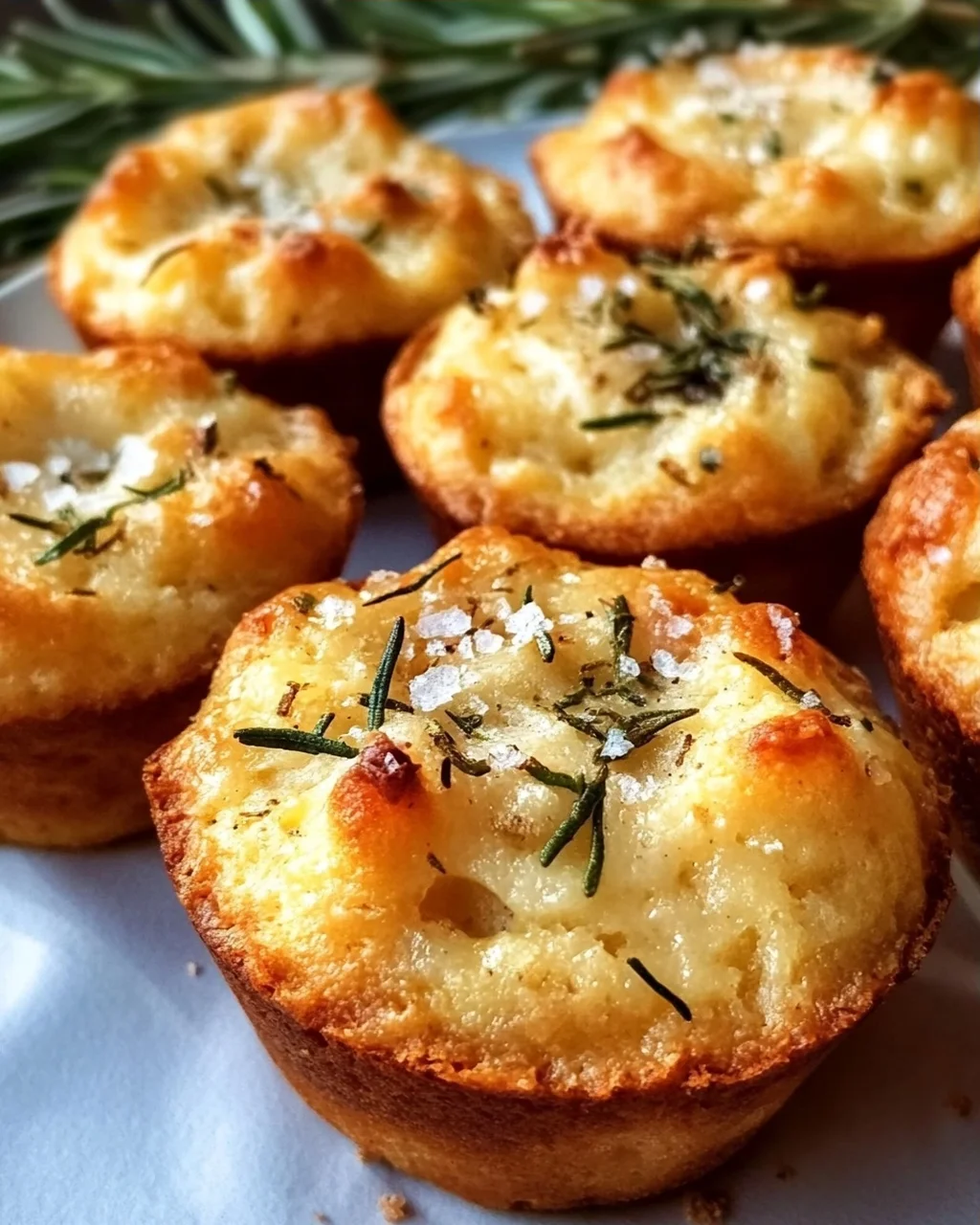 Knusprige Goldene Knoblauch-Rosmarin Focaccia Muffins