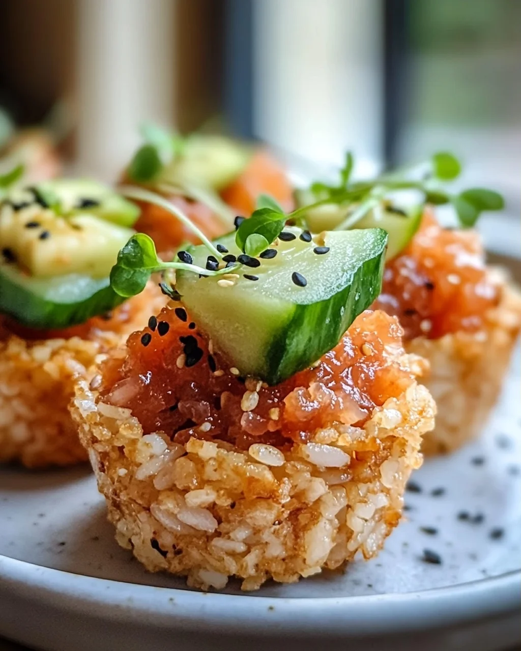 Knusprige Sushi-Tassen mit Thunfisch