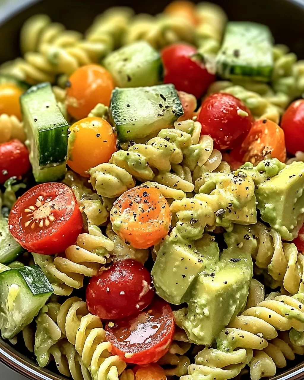 Milchfreier Avocado-Nudelsalat für den Sommer