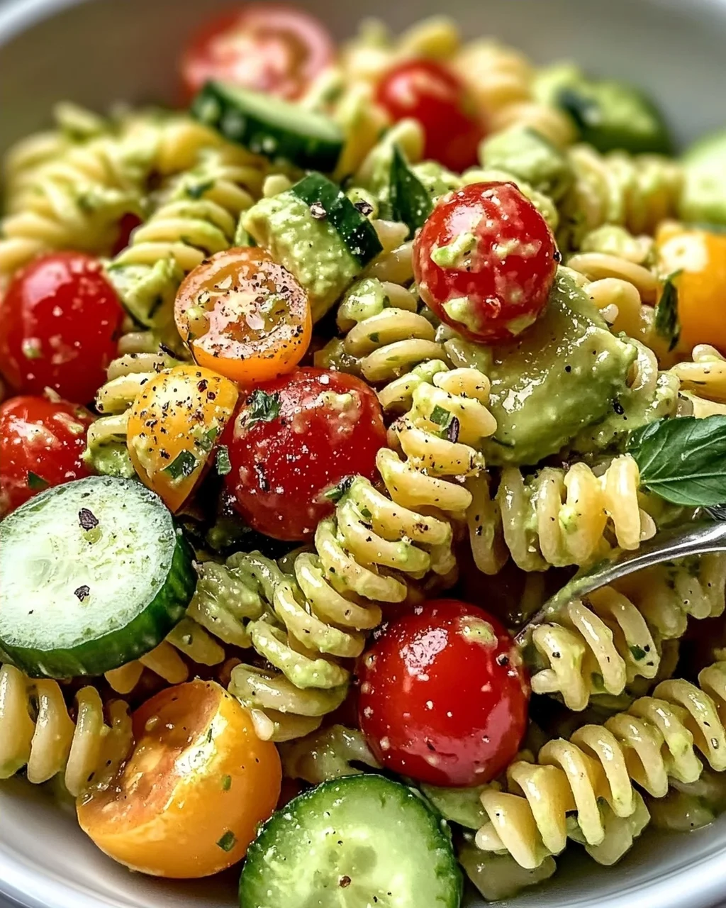 Milchfreier Avocado-Nudelsalat für den Sommer