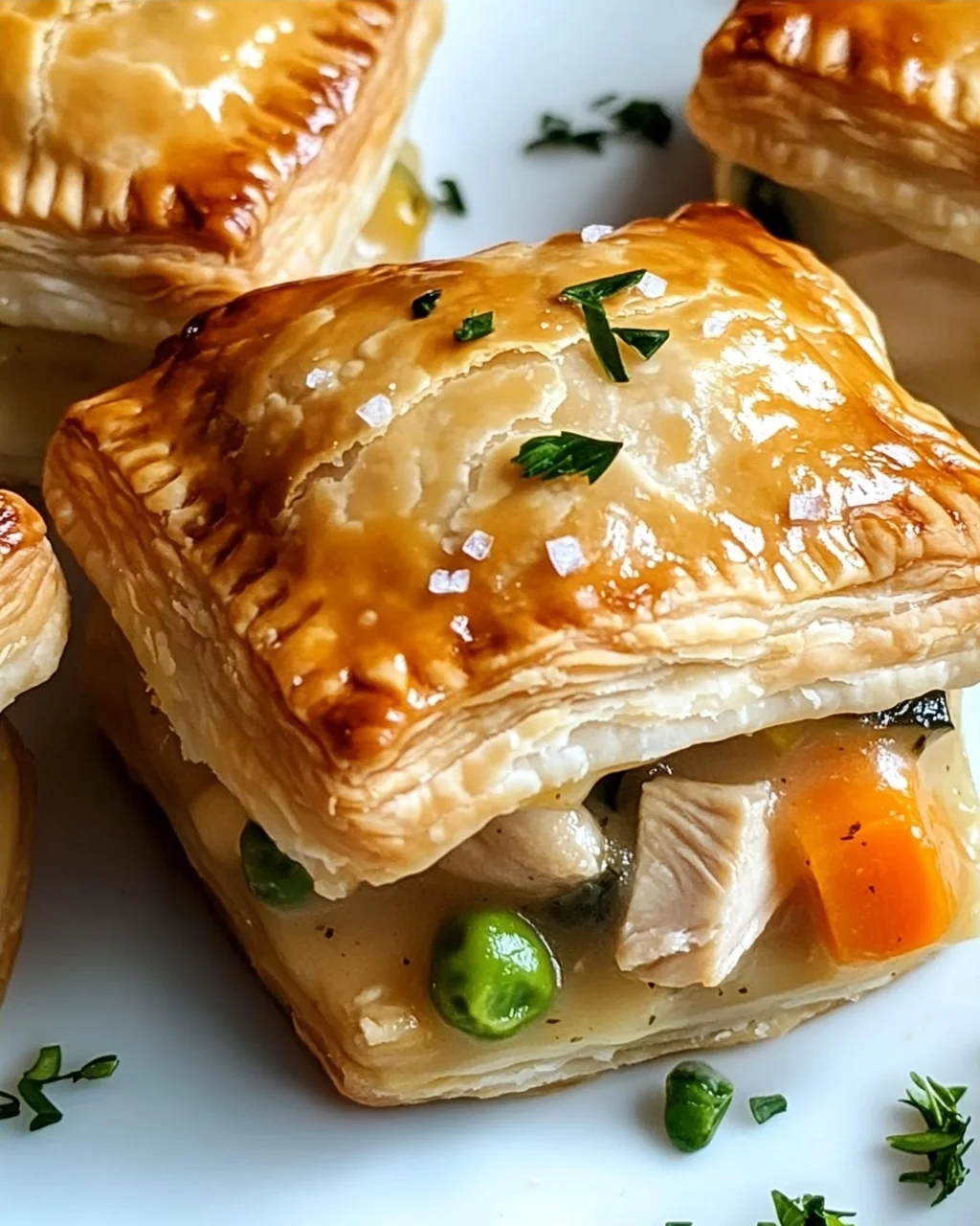 Mini-Hühnchentopf-Pasteten mit Blätterteig genießen
