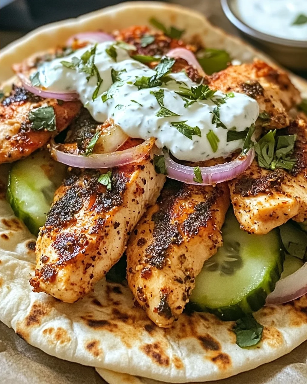 Mittelmeer-Sumach-Hühnchen im Fladenbrot