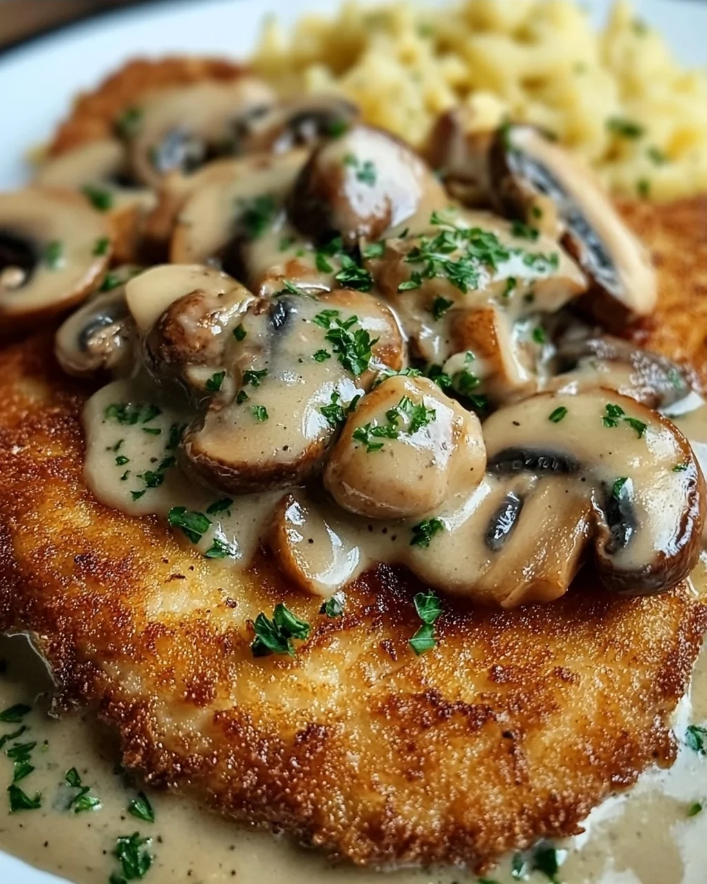 Naturschnitzel in Champignonrahmsauce