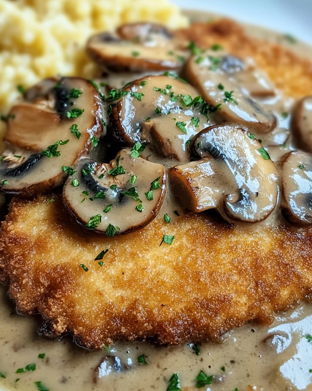 Naturschnitzel in Champignonrahmsauce