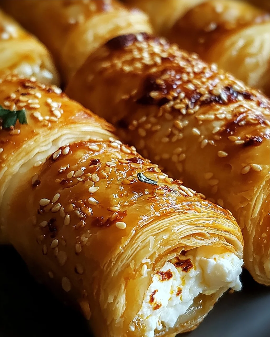 Ofen-gebackene Feta-Rollen mit Chili-Honig