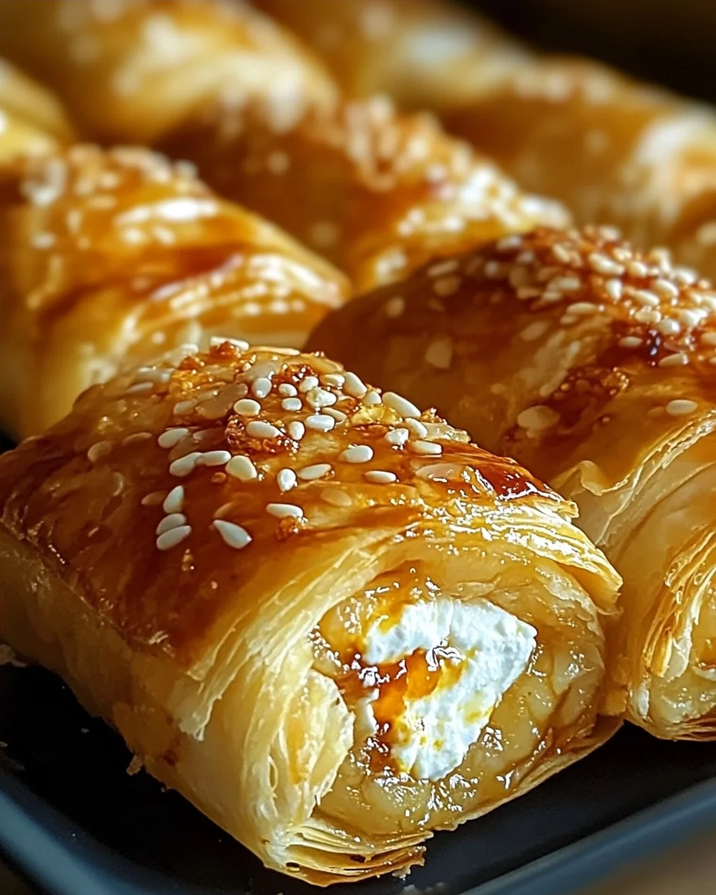 Ofen-gebackene Feta-Rollen mit Chili-Honig