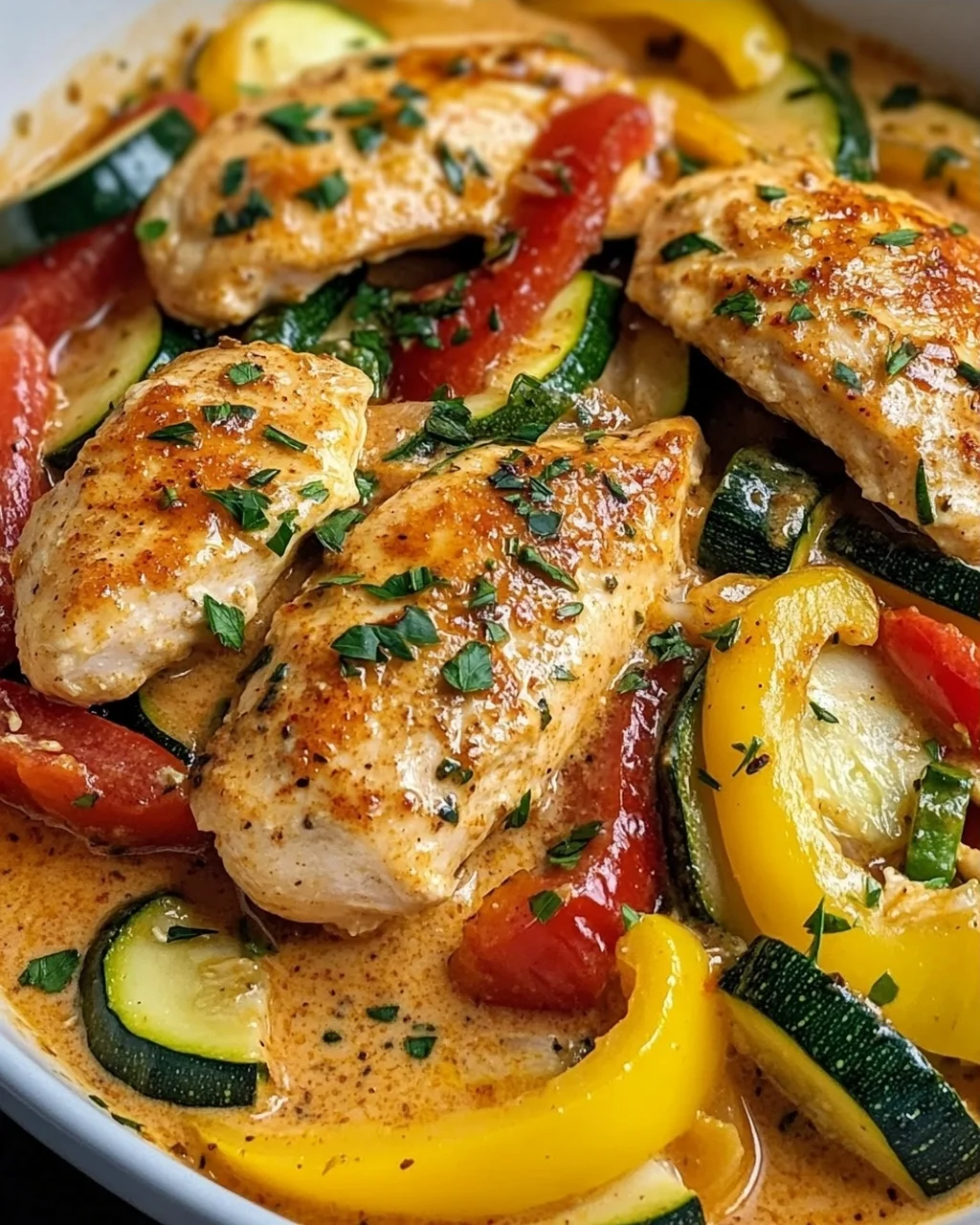 Paprika Zucchini Sahne Hähnchen