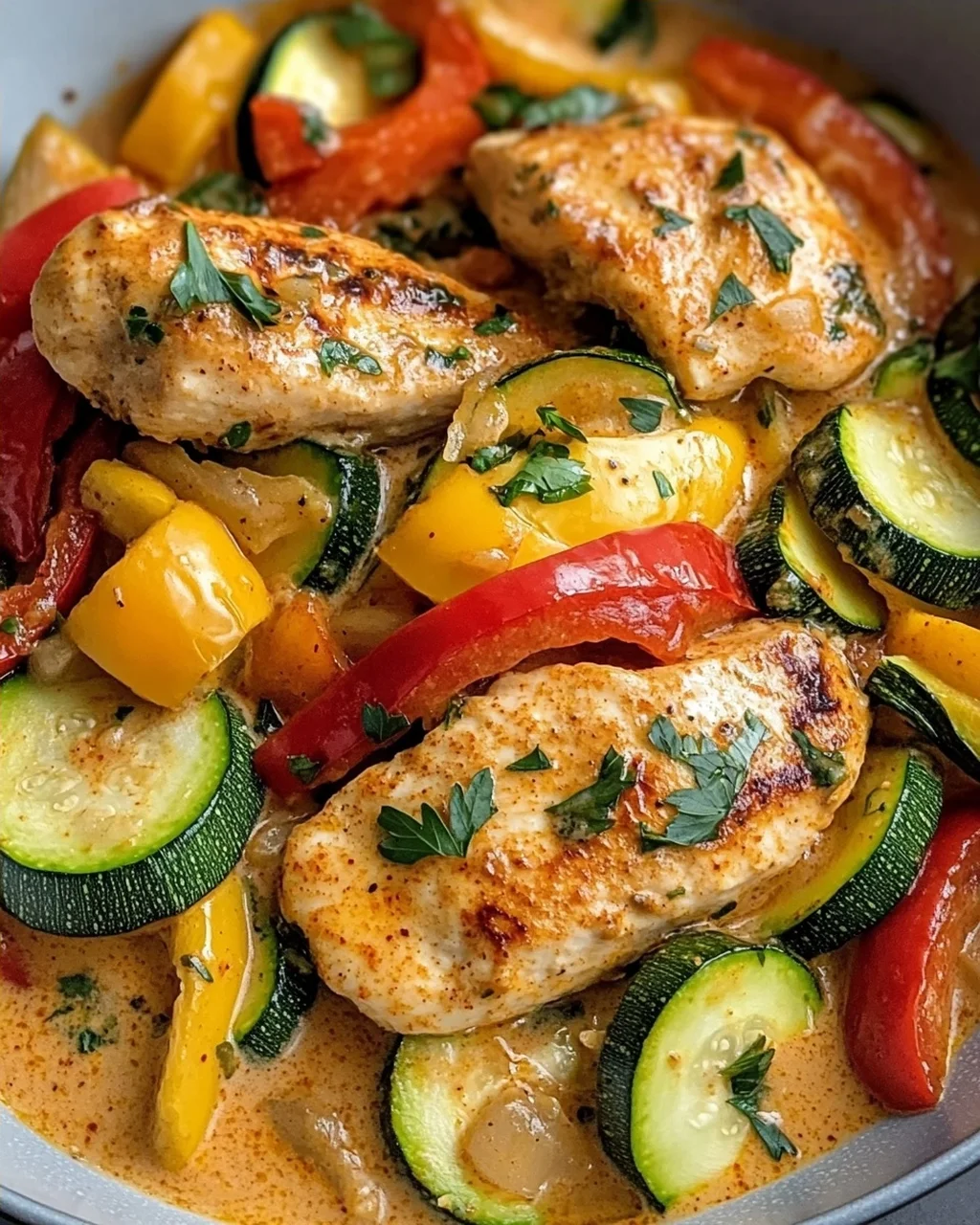 Paprika Zucchini Sahne Hähnchen
