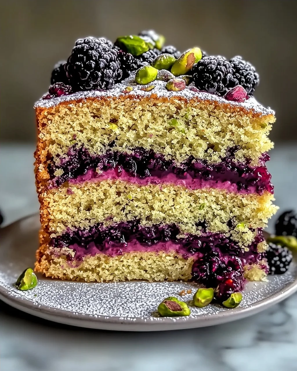 Pistazien- und Brombeeren-Olivenölkuchen für Feinschmecker