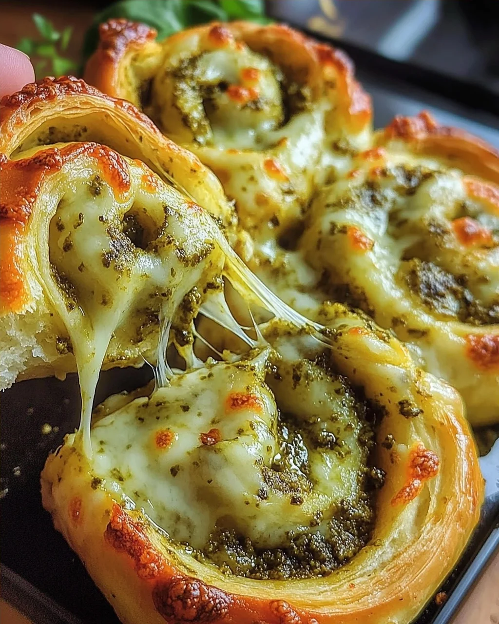 Pizzaschnecken mit Pesto und Mozzarella