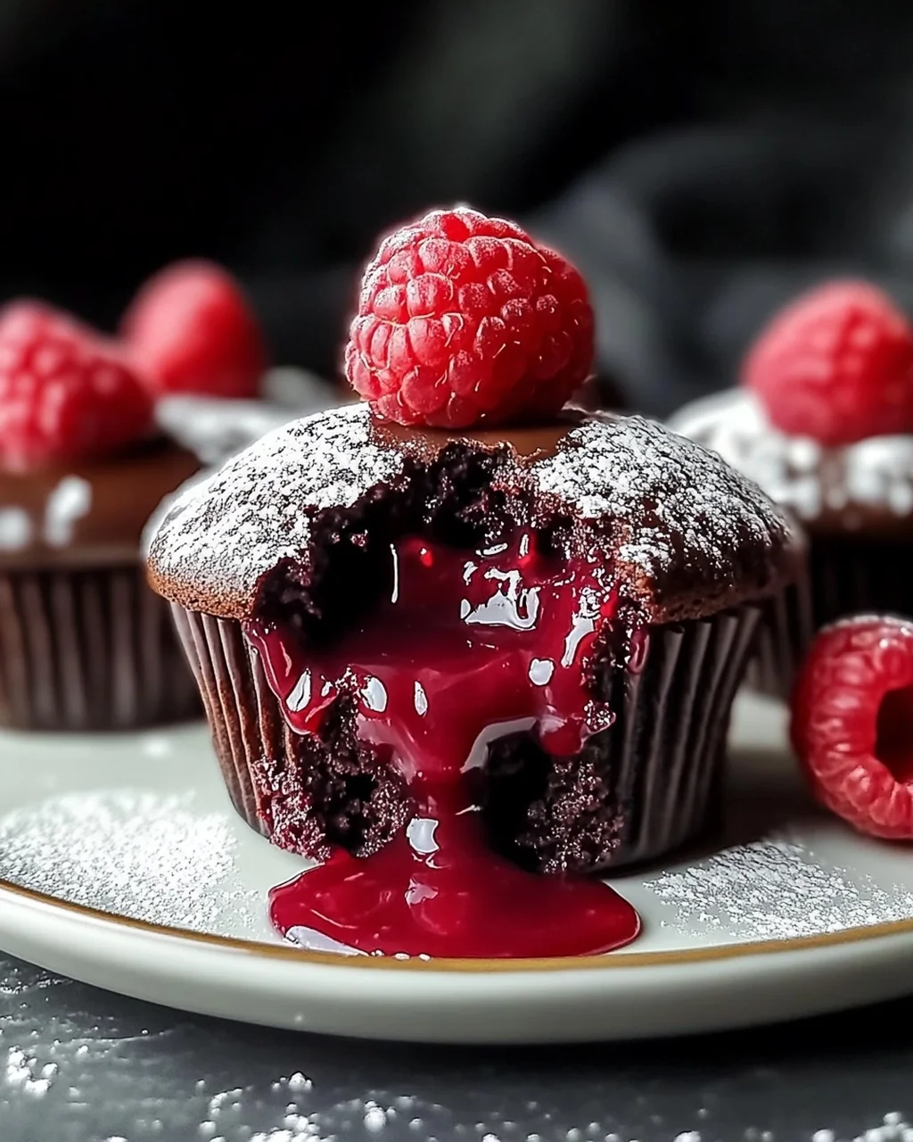 Raspberry Chocolate Lava Cupcakes