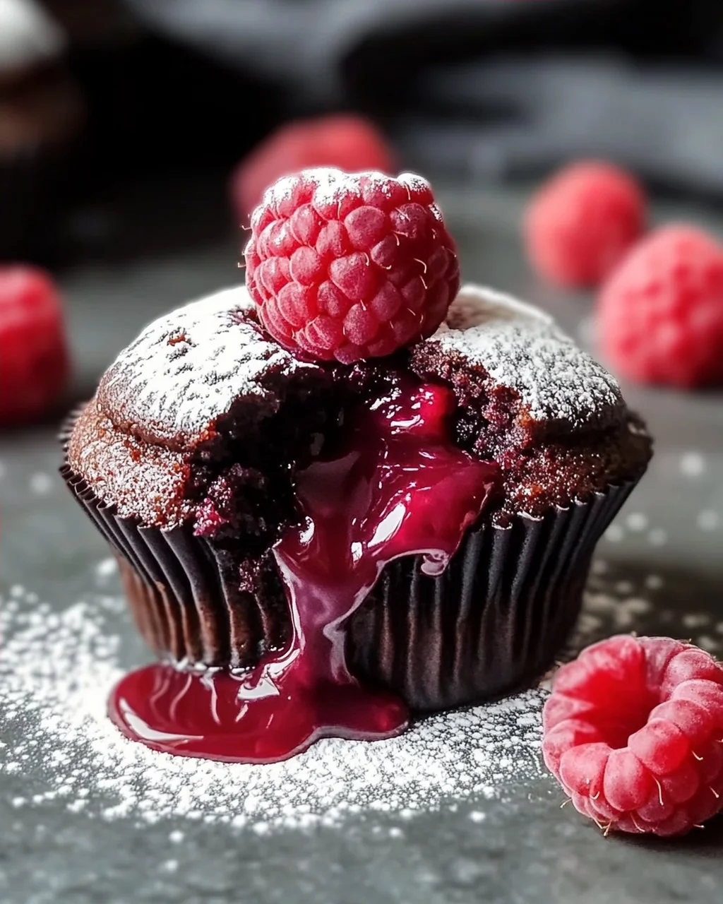 Raspberry Chocolate Lava Cupcakes