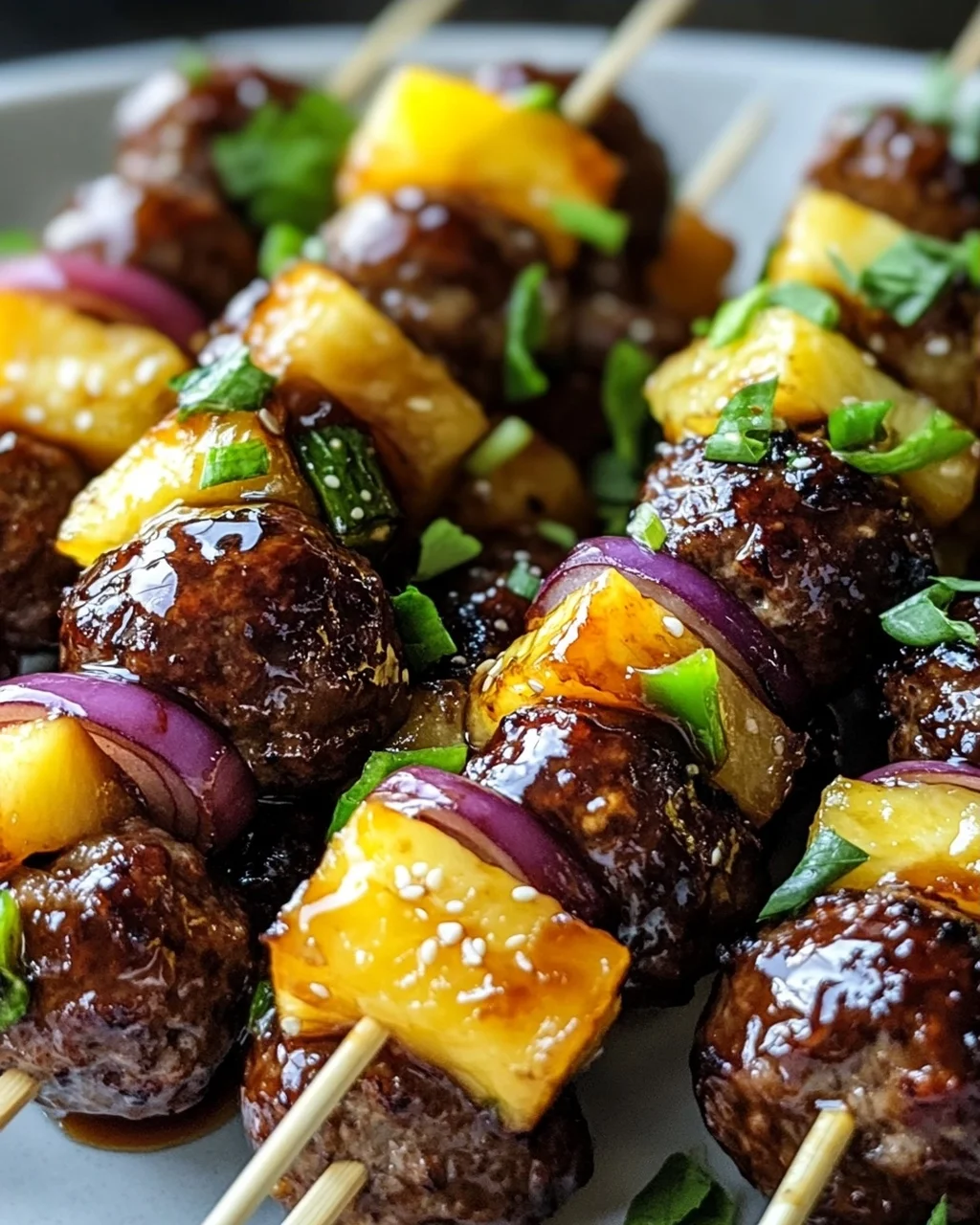 Rezept: Teriyaki Ananas Fleischbällchen-Spieße – Schnell & Lecker!