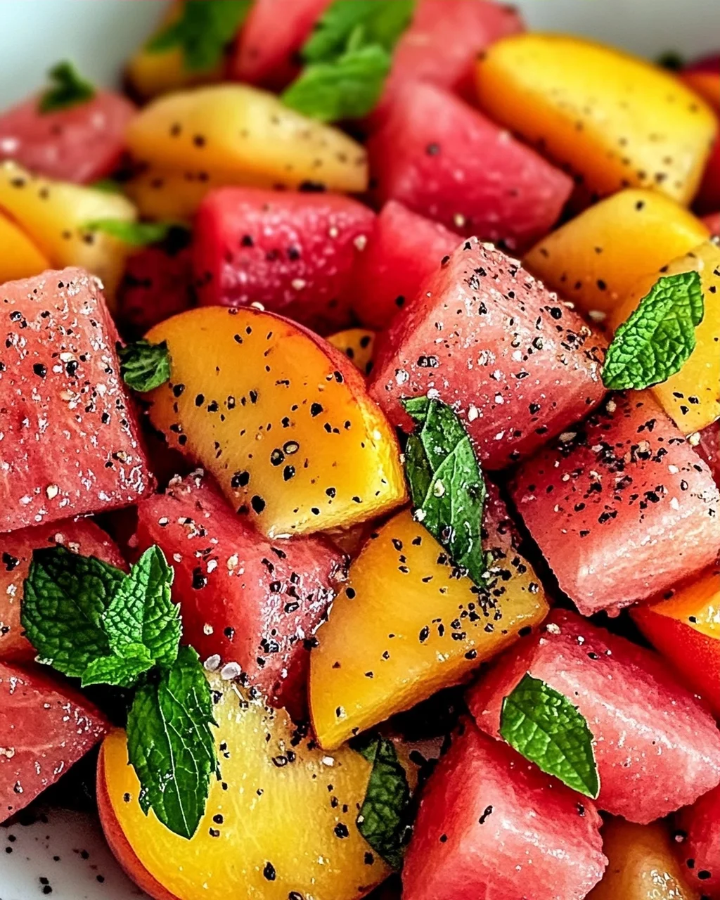Sommerpfirsich-Wassermelonen-Salat für heiße Tage