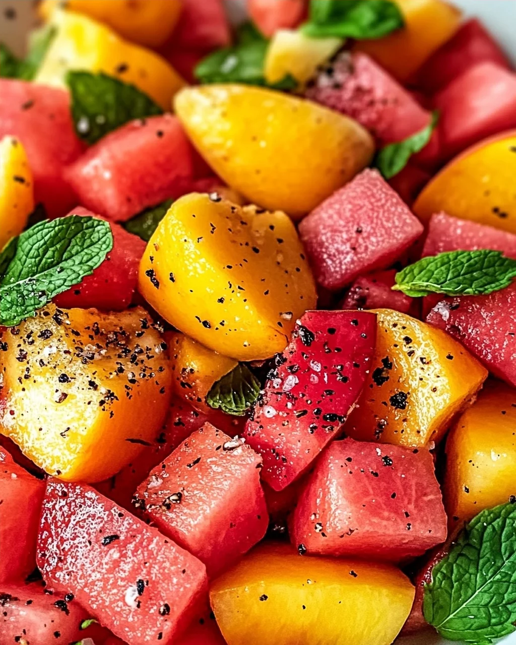 Sommerpfirsich-Wassermelonen-Salat für heiße Tage