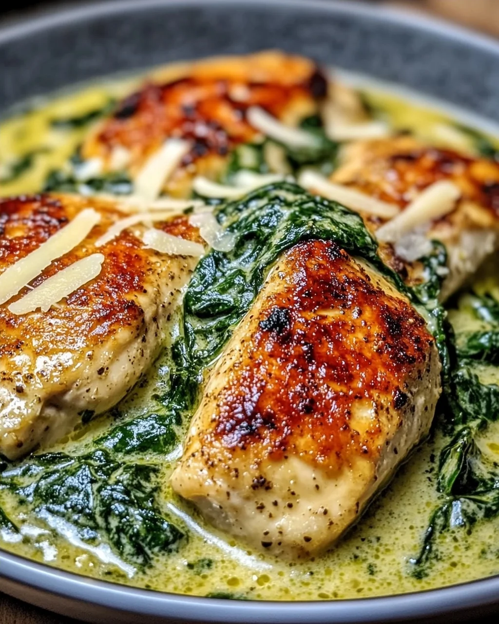 Spinat Parmesan Hähnchen