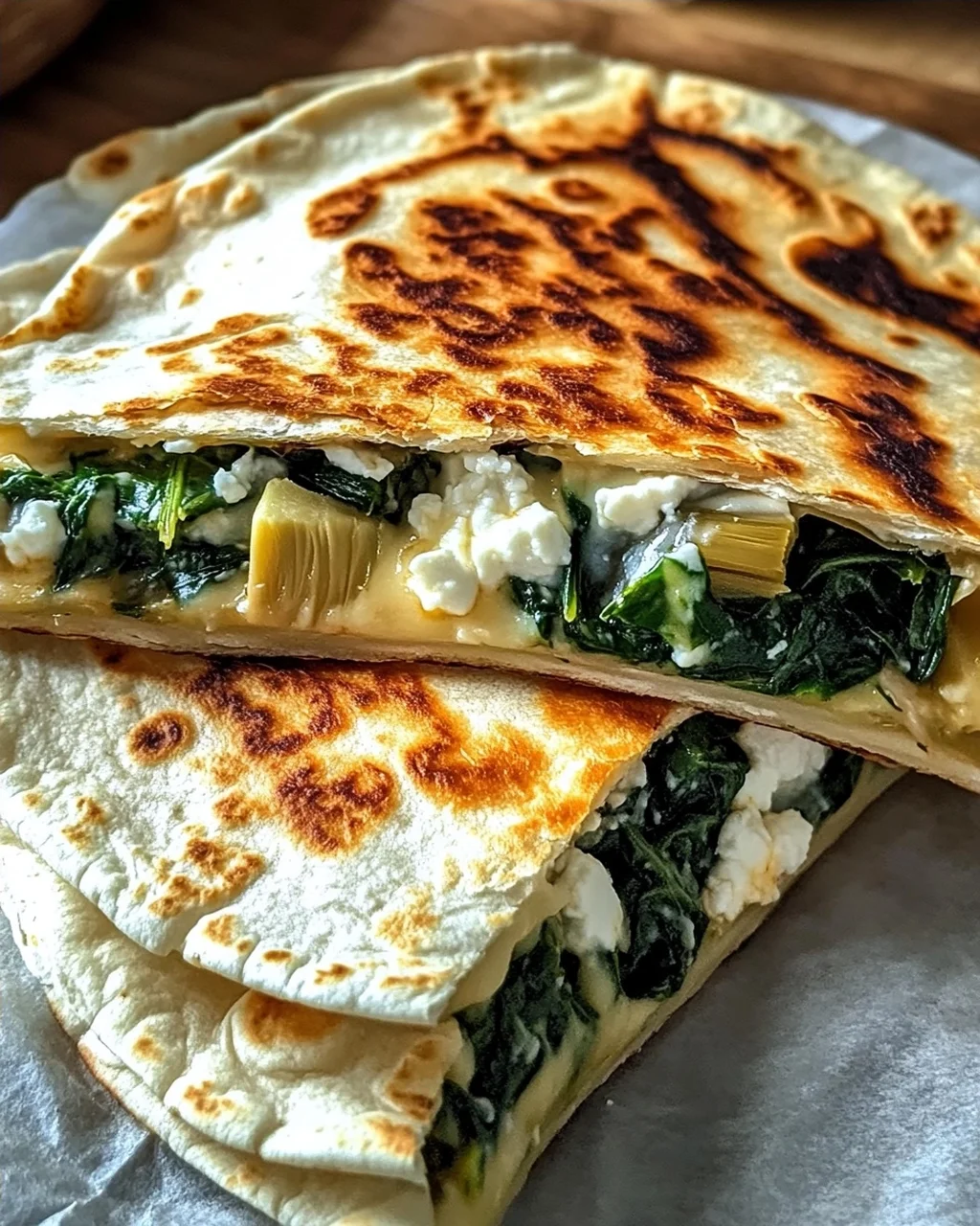 Spinat und Feta Quesadillas in 20 Minuten