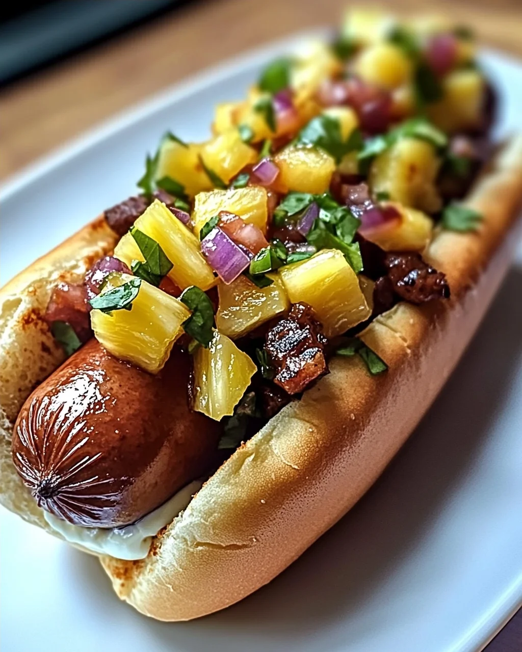 Tropische Rinder-Hotdogs mit Insel-Flair genießen