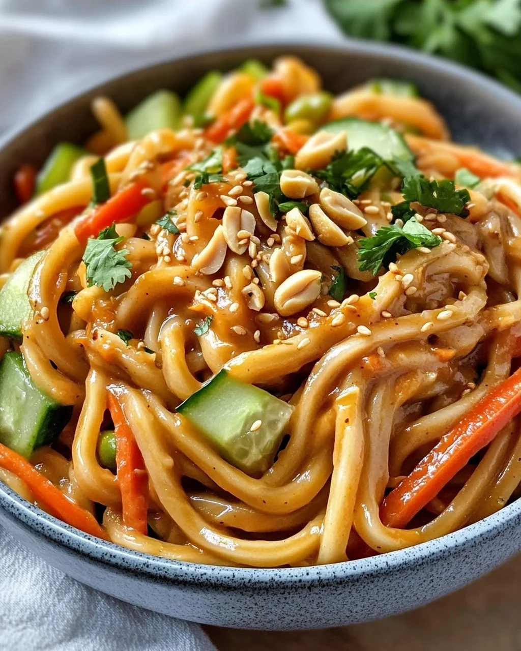 Udon Nudeln mit Erdnusssauce & Gemüse – Schnell & lecker!