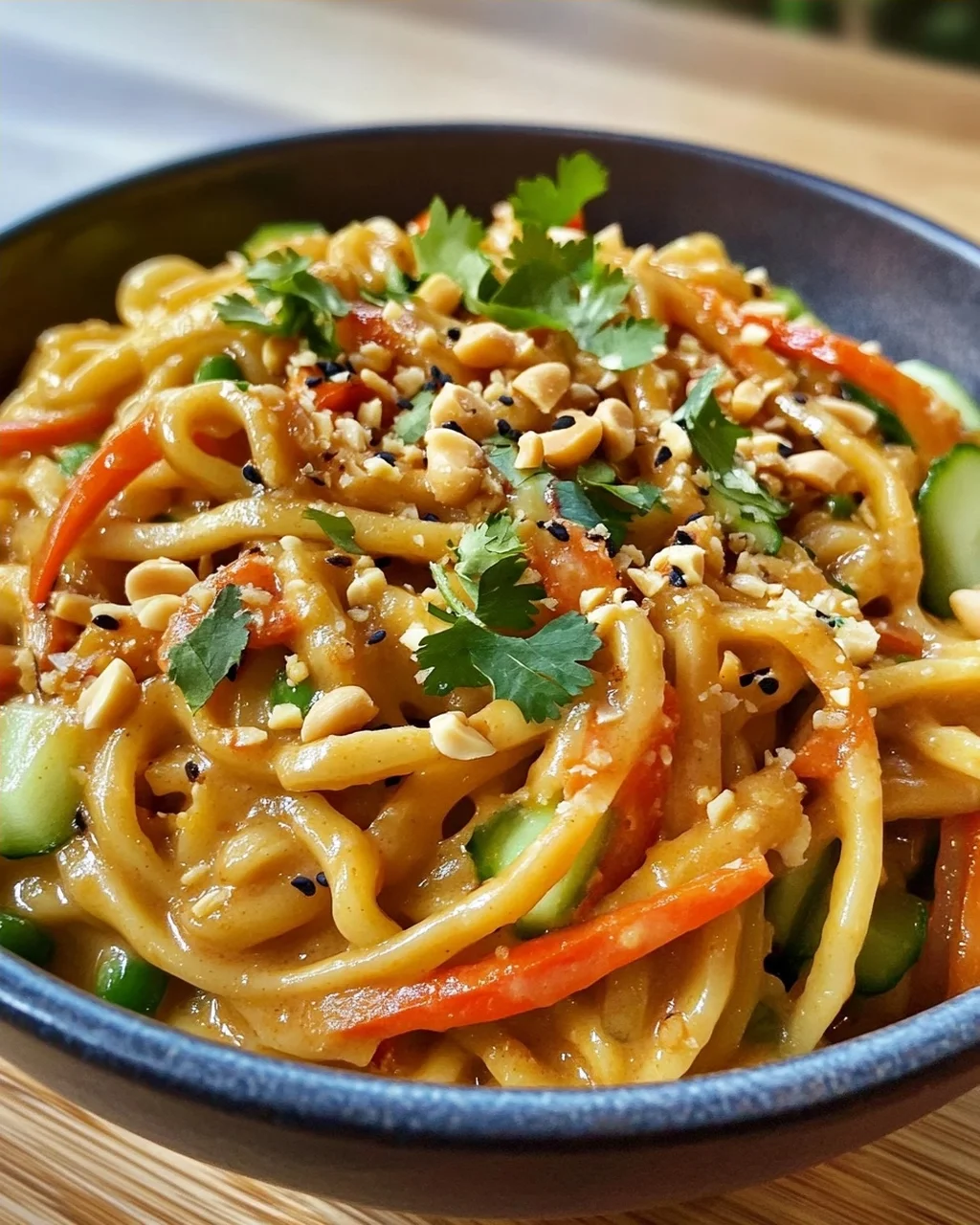 Udon Nudeln mit Erdnusssauce & Gemüse – Schnell & lecker!