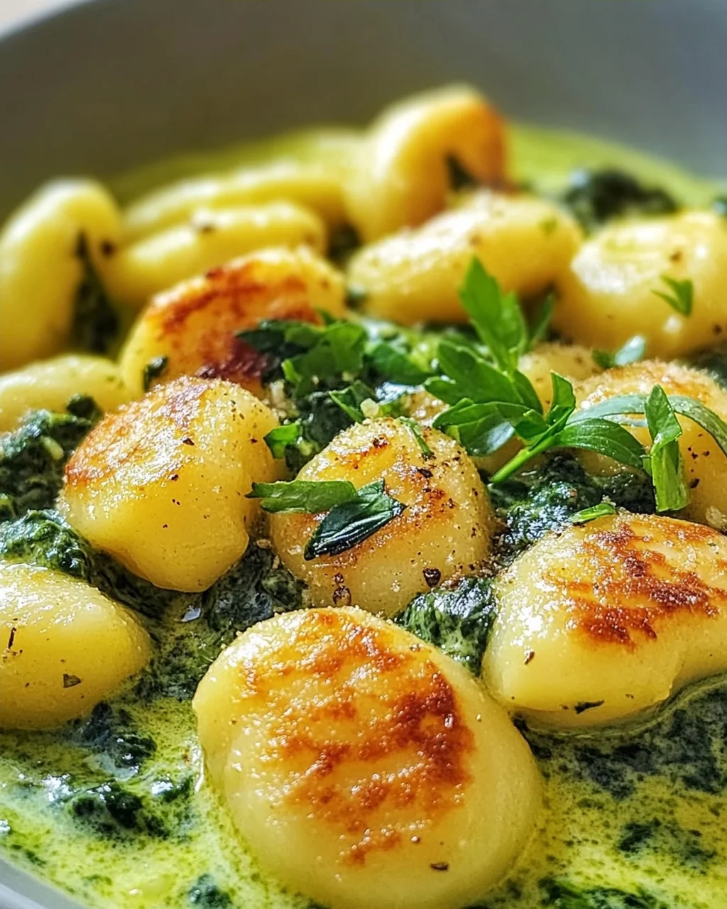 Vegane Gnocchi mit cremiger Spinatsauce