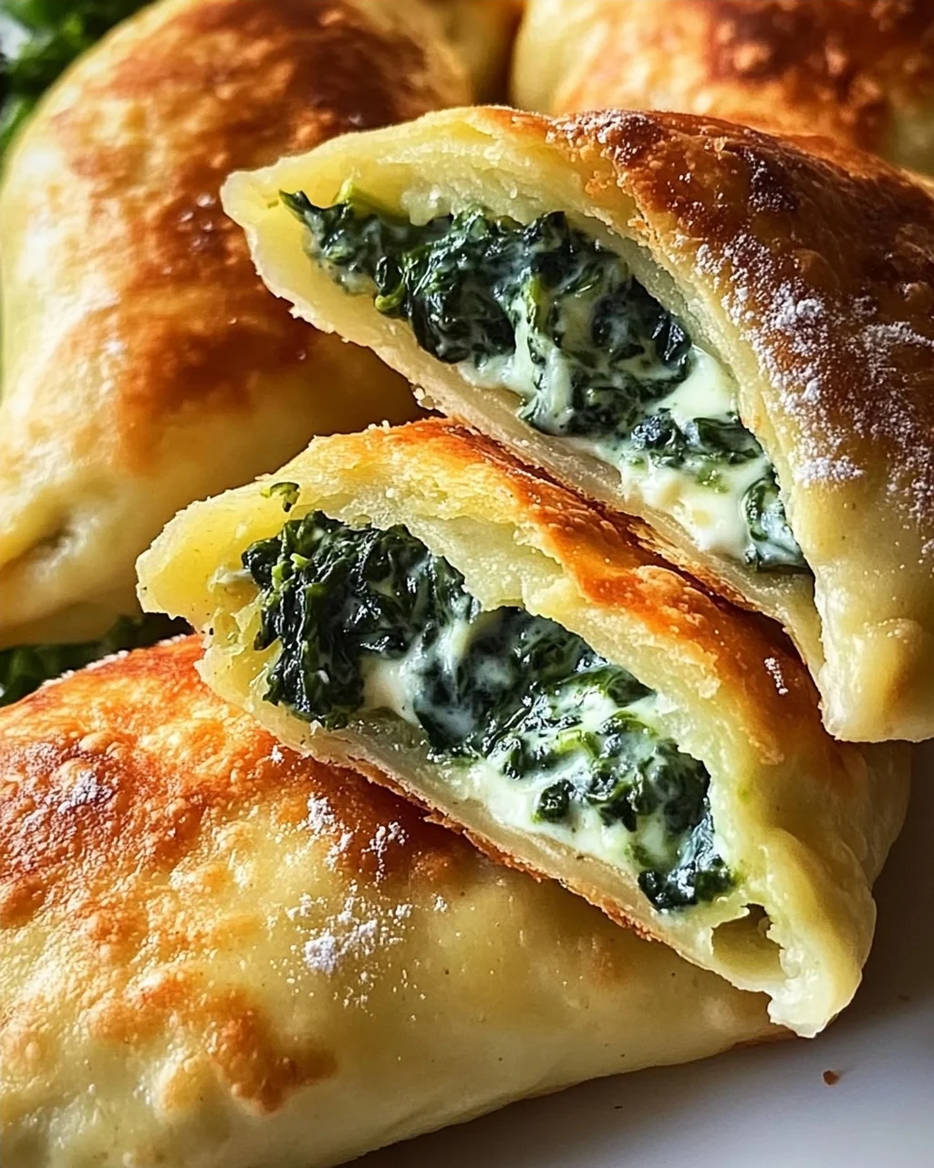 Vegane Kartoffeltaschen mit Spinat-Frischkäse-Füllung
