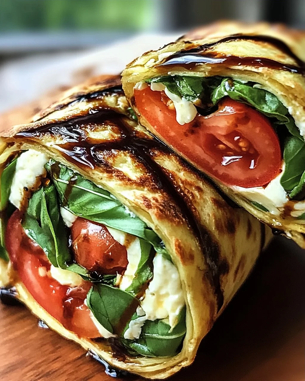 Vegetarischer Wrap mit Tomate und Mozzarella