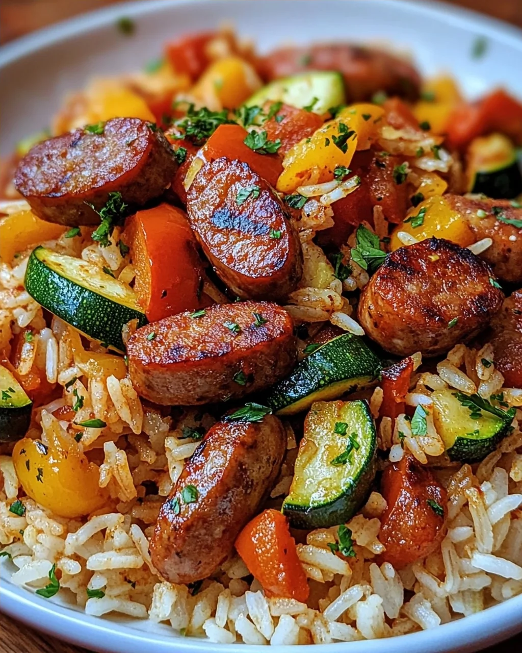 Wurst Reis Pfanne