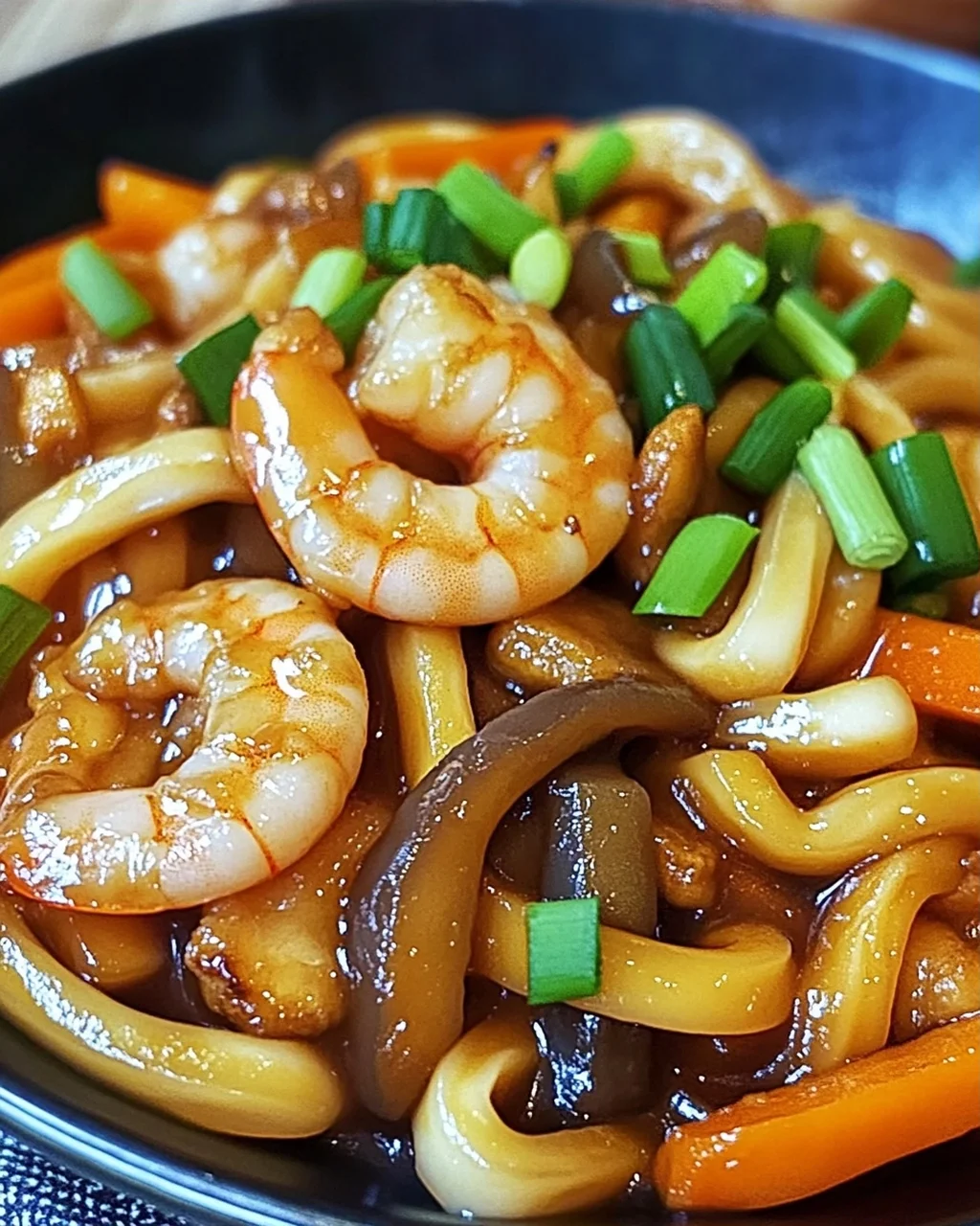 Yaki Udon mit Garnelen in 20 Minuten zubereitet